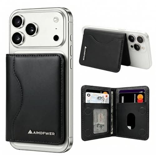 AIMDFWER Magsafe Wallet Women with 7 Credit Card Holders&ID Window, Strong Magnet Minimalist RFID Blocking Sleeves for MagSafe Phones and Cases, Compatible with iPhone 12/13/14/15/16/17 Series(Black)
