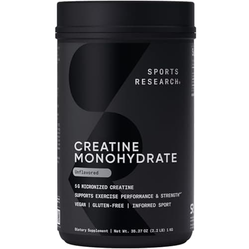 Sports Research Creatine Monohydrate - Gain Lean Muscle, Improve Performance and Strength and Support Workout Recovery - 5 g Micronized Creatine - 35.27 oz - Image 1