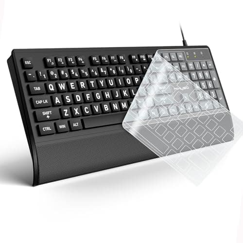 Large Print Computer Keyboard - High Visibility Big Letter Keyboard for Seniors and Visually Impaired,Low Vision Individuals Easy to See,Laser Etched Keys (Non-Fade) Full Size Keyboard for PC,Windows - Image 1