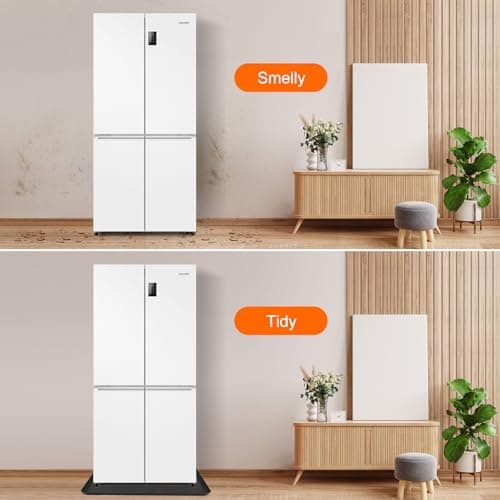 Mini Fridge Mat Set of 2, 23.6x23.6x0.6 Inch Non-Slip Thick Under Refrigerator Silicone Mat, Leak-Proof Washer Drip Tray for Carpet Floor Protection, Black - Thumbnail 4