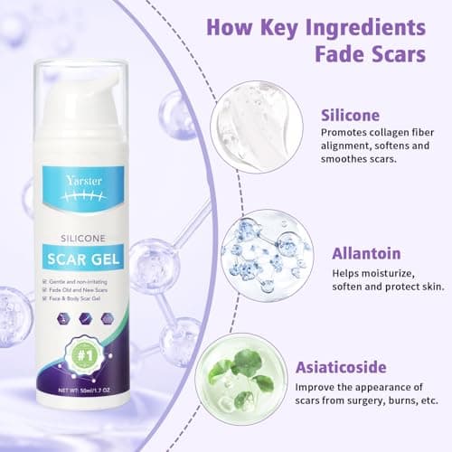 Medical Grade Silicone Scar Gel - Advanced Scar Removal Cream & Scar Treatment for Surgical, C-Section, Hypertrophic & Acne Scars - 1.7oz - Thumbnail 3