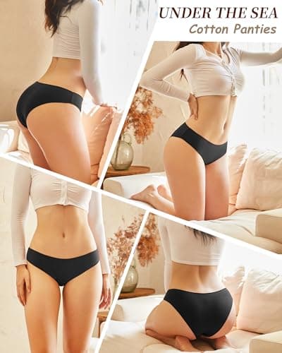 UNDER THE SEA Cotton Underwear for Women 6 Pack Sexy Bikini High Cut Soft Breathable Cheeky Panties Underwear Womens Lingerie - Thumbnail 5