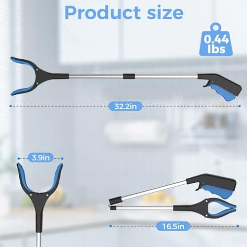 Grabber Reacher Tool for Seniors, 2 Pack Easy Grip 32" Long Handle Foldable Reacher Grabbers with Easy Grip & Magnetic Tip, Reaching Assist Pickup Tool for Trash, Ideal for Elderly & Disabled - Thumbnail 6