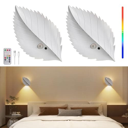DEXULESA Motion Sensor Wall Light with Remote Control, 10 RGB and 3 Colors Dimmable Wireless Wall Sconces, Rechargeable Wall Sconce for Hallway, Living Room, Stairs, Bedroom (2 Pack) - Image 1