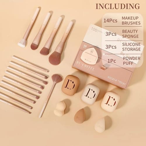 DUcare 21pcs Makeup Gift Set,with 14Pcs Makeup Brush set 3pcs Makeup Sponges 3pcs Sponge Holder 1pc Powder Puff for Foundation Blending Powder Blush Eyeshadows - Thumbnail 4