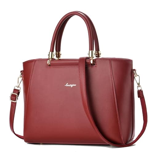 liuzhijiao Handbags and Purses for Women Satchel Crossbody Shoulderbag Top Handle Tote Bag for Office Dates Daily Commuting Dark Red - Image 1