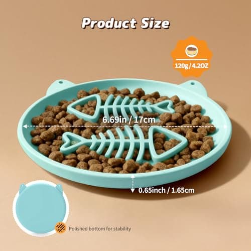 Zonopy Slow Feeder Cat Bowl, 2 PCS Silicone Bowl, Cat Slow Feeder, Ideal for Dry and Wet Food, Easy to Clean, Interactive Puzzle Toy for Pets Food Training, Keeps Cats Busy, 6.69" W*0.65" H - Thumbnail 6