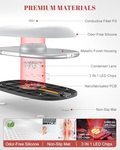 Astarexin Red Light Therapy Mouse Wrist Rest - 660nm+850nm Touch-Activated Near-Infrared Light for Hand, Ergonomic Design for Office/Gaming/Travel/Laptop - Thumbnail 4