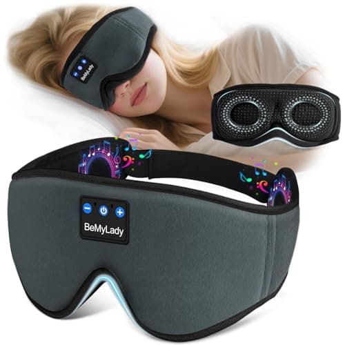 BeMyLady Sleep mask Headphones,100% Blackout 3D Zero Eye Pressure Bluetooth Sleep mask Breathable Eye mask with Bluetooth Headphones Sleep Headphones for Side Sleepers, 14H Playtime&Bluetooth 5.4 Grey - Image 1