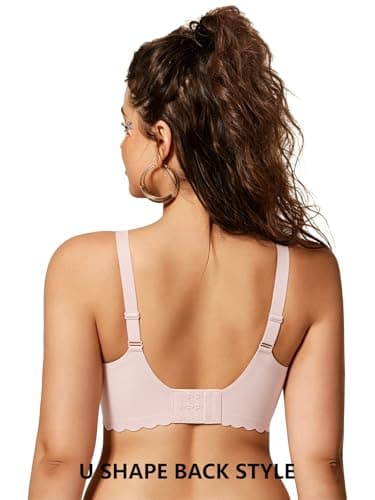 COCOMARTS Jelly Bras for Women No Underwire Scalloped Push Up Seamless Full Coverage Plunge Bralettes Wireless Tshirt Bras Pink XX-Large - Thumbnail 4
