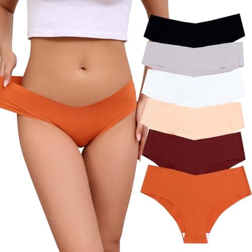 Atisek Womens Seamless No Show Panties Laser Cut Invisible Edge Underwear Soft Stretch Briefs for Leggings Dresses Yoga Pants Multicolor - Image 1