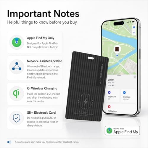 MSEBENT Wallet Tracker Card, Apple MFi Certified, Works with Apple Find My (iOS Only), Rechargeable Wireless Charging Slim Bluetooth Smart Tracking Card, Item Finder for Key, Passport, Luggage, Bag - Thumbnail 4