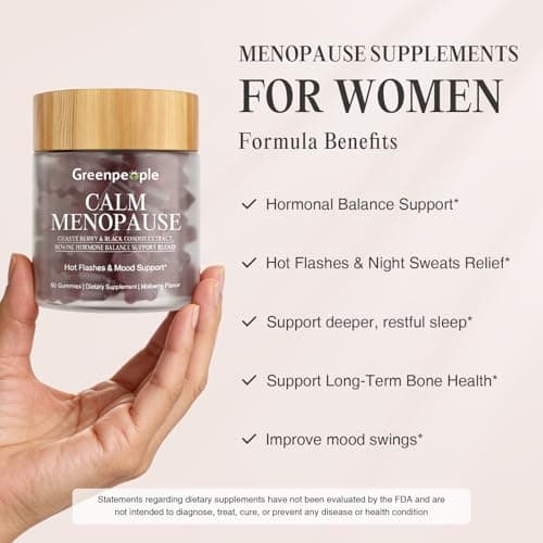 GREENPEOPLE Menopause Supplements for Women Gummies - 16-in-1 Dual Action Menopause Relief W/Black Cohosh, Vitex, Beef Organs for Hormone Balance, Hot Flashes, Night Sweats & Mood, 60 CT (2 Packs) - Thumbnail 3