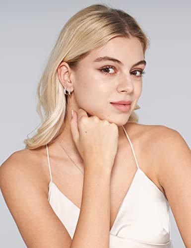 IMOLOVE Moissanite Hoop Earrings for Women Girls Sterling Silver Cuff Earrings Drop Huggie Stud Hypoallergenic Earrings with 18K White Gold Plated-25 - Thumbnail 5