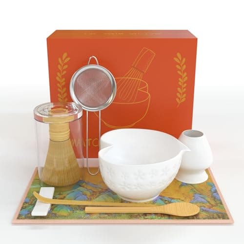 Matcha Whisk Set & Japanese Tea Set, 8PCS Ceramic Matcha Kit, Heart-shaped Matcha Bowl with Spout and Bamboo Whisk for Ceremony Matcha Lovers, Ideal Gift Christmas and Birthday (Ivory White) - Image 1