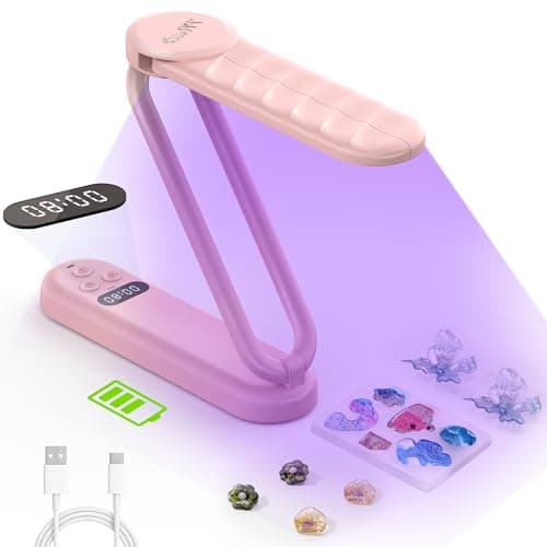 PPESULK Cordless UV Light for Resin Curing, 3000mAh Rechargeable Fast UV Resin Lamp with Timer and 34 Beads, Portable Resin Curing Machine for Resin Molds, Jewelry Making & DIY Crafts(Pink) - Image 1