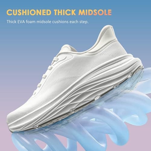 Vilanva Women's Walking Shoes Cushion Comfortable Running Tennis Shoes Non-Slip Workout Gym Athletic Breathable Fashion Sneakers (White 8.5) - Thumbnail 3