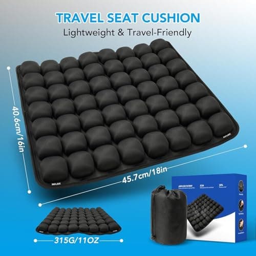 RUIERS Inflatable Seat Cushion 56 Air Bubble Cell Advanced Pressure Relief for Office Chair, Car, Wheelchair, Long Sitting & Travel – Tailbone, Hemorrhoid & Sciatica Pain Relief Pillow - Thumbnail 2