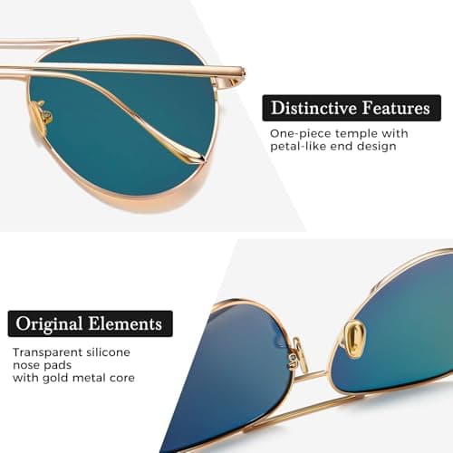 SUNGAIT Women's Lightweight Oversized Aviator Sunglasses - Mirrored Polarized Lens Classic Style - Thumbnail 6