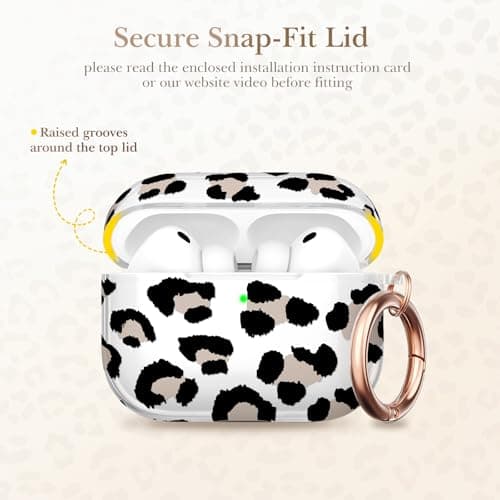 Delidigi Cute Leopard Print Case Compatible with AirPods Pro 3 Case with Keychain, Translucent TPU Protective Cover for Apple AirPods Pro 3nd Generation 2025, Two-Piece Snap-Fit - Thumbnail 3