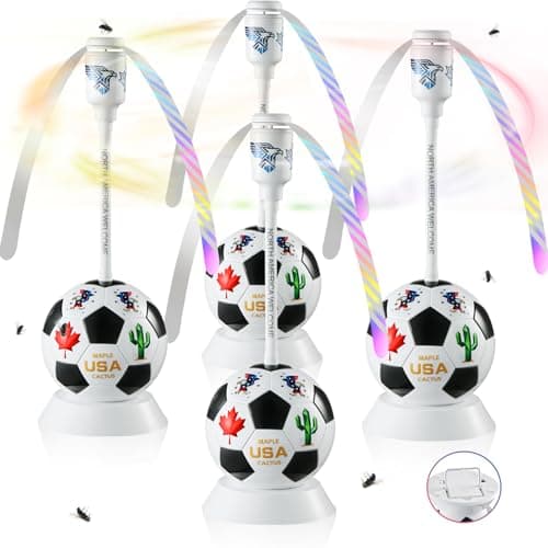 Soccer Theme Fly Fans for Tables, Portable Food Fans to Keep Flies Away, Outdoor Bug Fan Fly Deterrent for Picnic, BBQ, Patio, World Cup Party Supplies, Battery Operated Fly Repellent Fan 4 Packs - Image 1