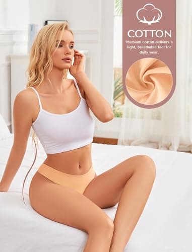 ANSUKOO Cotton Thong Underwear for Women 6 Pack,Ladies Comfortable Panties,Woman Breathable Soft Panty Tangas,Mid Rise Undies Assorted - Thumbnail 3