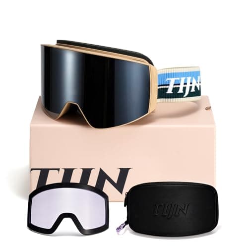 TIJN Ski Snowboard Goggles, Anti-Fog UV400 OTG Snow Goggles for Men Women Youth with 2 Magnetic Interchangeable Lenses, Ouroboros - Image 1