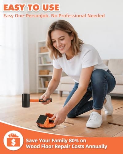 Floor Gap Fixer Tool Kit with Rubber Mallet, Dual 45° Striking Tool for Laminate & Vinyl Plank Flooring, Heavy Duty Suction Cup Set with 8 Sticky Pads & Gap Cleaning Brush - Thumbnail 6
