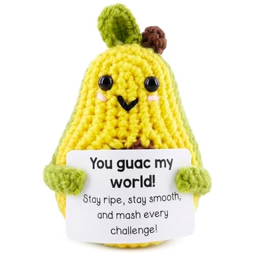Reluen Crochet Avocado, Stay Ripe Stay Smooth Handmade Mini Avocado Stuffed Figure with Affirmation Message Card, Cute Friend Gifts Desk Decor for Women Men Mom Daughter Sister Coworker Birthday - Image 1