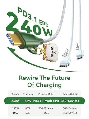 Pet Memorial USB C to USB C Cable, 240W Fast Charging | 30000 Bends SGS Certified | Nylon Braided Type C Cord, Daily Gift for Cat Owner and Pet Lovers for iPhone Samsung MacBook, 3.3FT-Persian - Thumbnail 3