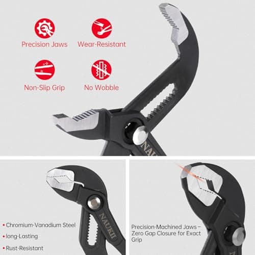 NAUKII 10inch Water Pump Plier for Home Repair‌ Comfortable Grip Pliers Motorbike Repair Adjustable Plier - Thumbnail 2