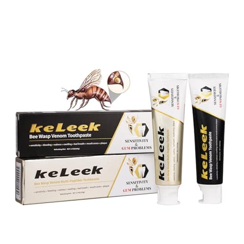 KeLeek 2PCS Bee Wasp Venom Multi-Peptides Toothpaste for Bleeding Gums,Gingivitis Treatment Repair,Sensitive Teeth,Mouth Sores,Plaque,Bad Breath,Fluoride Free Toothpaste - Breath Fresheners- 3.7 OZ