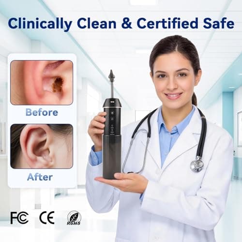 Berrcom Ear Wax Removal Kit with Sanitizing Mode & 6 Nozzles - Upgraded Electric Ear Cleaner and Irrigation System, 3 Pressure Settings, One-Piece Tank, IPX7 Waterproof, USB-C - Thumbnail 2