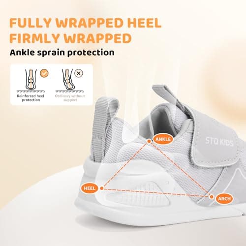 STQ KIDS Toddler Barefoot First Walking Shoes Lightweight Non Slip Sneakers with Wide Toe Box Baby Shoes for 18-24 Months Light Grey Toddler 6 - Thumbnail 4