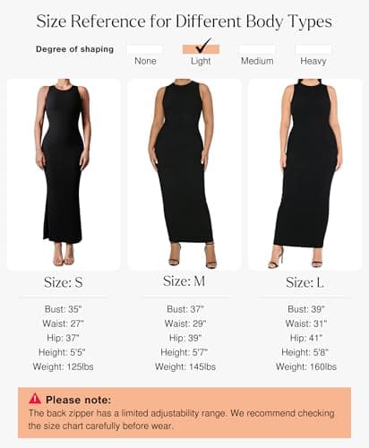 Popilush Maxi Dresses for Women Built-in Bra Shapewear Bodycon Modal Long Dress Tummy Control Fit Casual Formal Dresses Black XX-Large - Thumbnail 3