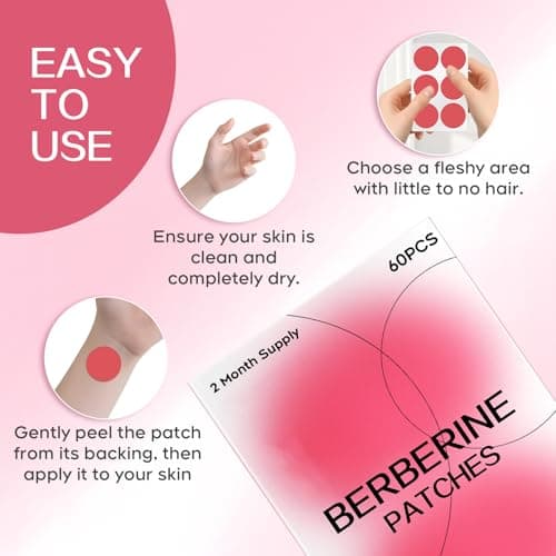 AYOJOY Botanical Skin Patches for Women & Men | Daily Wear Patch with Berberine, L-Glutamine, Cinnamon & Pomegranate | Comfortable Adhesive Design | 60 Count (Red) - Thumbnail 3