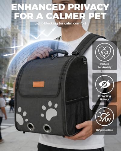 MOYSOON Cat Carrier Backpacks for Kitty Small Dog up to 15 lbs, Lightweight and Foldable Dog Backpack Carrier with Breathable mesh for Travel, Walking, Hiking, Camping and Vet (Black) - Thumbnail 4