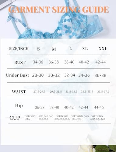 Avidlove Sexy Bra and Panty for Women Mesh Sheer Underwire Lingerie Set Light Blue XL - Thumbnail 6