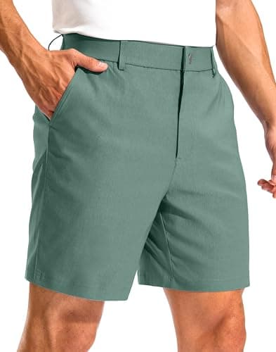 Pudolla Men's Golf Dress Shorts 7"/9" Stretch Casual Work Hybrid Shorts for Men with 3 Pockets Quick Dry Breathable(Thyme 32W x 7L) - Image 1