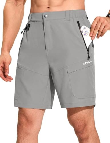 KPSUN Men's 7" Hiking Cargo Shorts Lightweight Quick Dry Tactical Golf Shorts with Zipper Pockets for Fishing Camping Work(SandKhaki 3XL) - Image 1