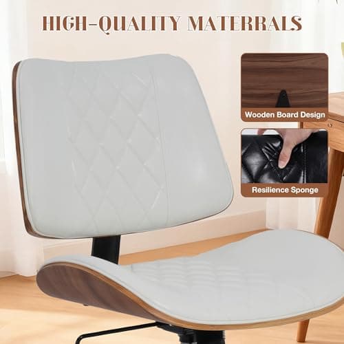 Azaeahom Ergonomic Cross Legged Office Chair with Wheels, Height Adjustable & 360°Swivel for Meditation, Desk & Yoga - Wide Criss Cross Design, Kneeling Chair - White - Thumbnail 6