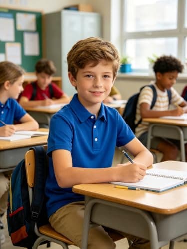 Cozople Boys Polo Shirts Short Sleeve Performance Moisture Wicking Dry Fit Golf Shirts for School Active Casual,Royal Blue,Size 7-8 - Thumbnail 2