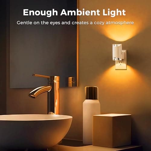 L LOHAS LED Night Lights Plug into Wall, Dimmable Night Light 0-100LM, Dusk to Dawn Sensor, Soft White 2000K, Plug in Nightlights for Hallway Bedroom Stairway, 2 Pack - Thumbnail 4