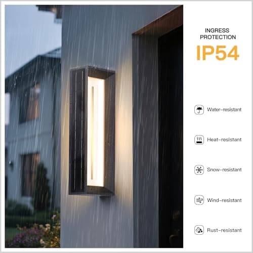 MVBT 20.5" Solar Wall Lights Outdoor Waterproof, 1 Pack Solar Wall Sconces Lights Outdoor, 3000K LED Modern Porch Light, Front Door Light Fixture Dusk to Dawn, Large Exterior Garage Light for House - Thumbnail 6