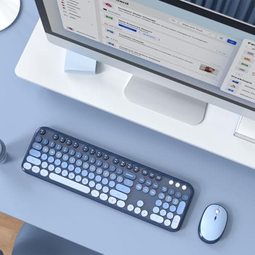 Atelus Wireless Keyboard and Mouse Combo, Typewriter Full Size Keyboard with Number Pad, Ergonomic Design for Windows PC Computer Laptop Desktop, Home and Office Use -Blue - Thumbnail 6