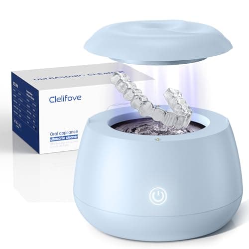 Ultrasonic Retainer Cleaner Machine 48kHz Denture and Aligner Cleaning Pod for Mouth Guards Night Guards Dental Trays Braces Toothbrushes Jewelry with 200ML Capacity (Blue) - Image 1