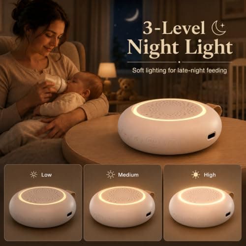 Portable White Noise Machine for Baby, 24 Nursery Sleep Sounds, Night Light - Thumbnail 4