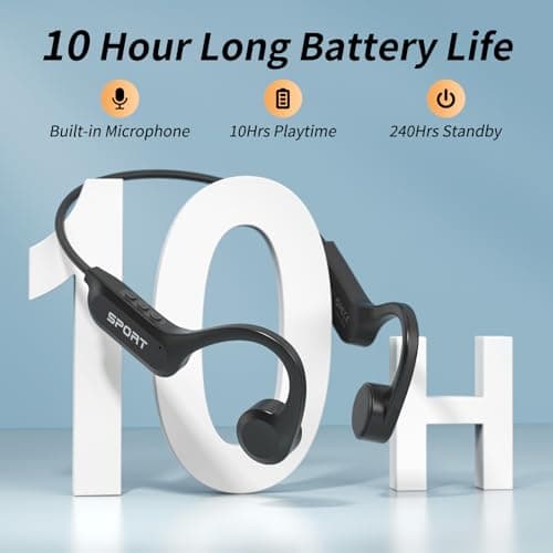 CXK Bone Conduction Headphones Bluetooth 6.0 Open Ear Headphones with Mic, Premium Loud Sound 10Hrs Playtime Bluetooth Headphones, IPX6 Waterproof Sports Headset for Running, Cycling, Walking - Thumbnail 5