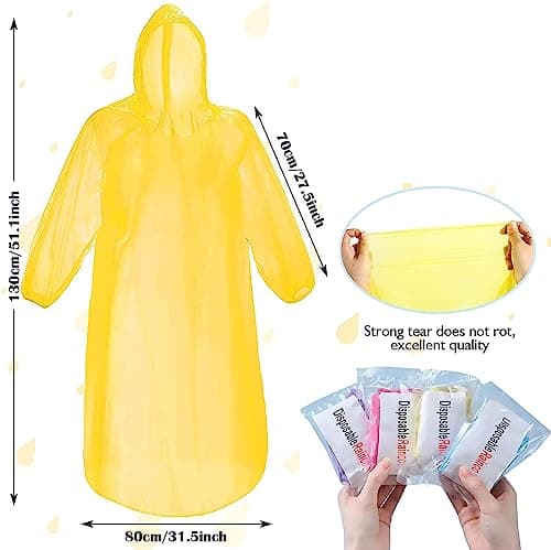 12 Pack Clear Rain Ponchos for Adults, Family, 3 Mix Colors 51.1 Inches Emergency Raincoats,Thickened Durable Universal (12, 3 Mixed Color) - Thumbnail 2