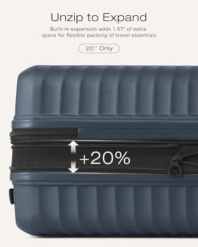 Coolife Luggage 3 Piece Set Hardside Lightweight Suitcases: Upgraded Durable PC Travel Luggage with Dual Spinner Wheels & TSA Lock, 20/24/28 (20'' Expandable Only), Navy - Thumbnail 5